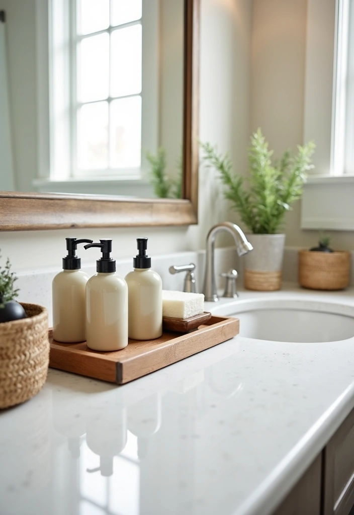 26 Modern Farmhouse Bathroom Ideas - 11. Farmhouse-Style Accessories