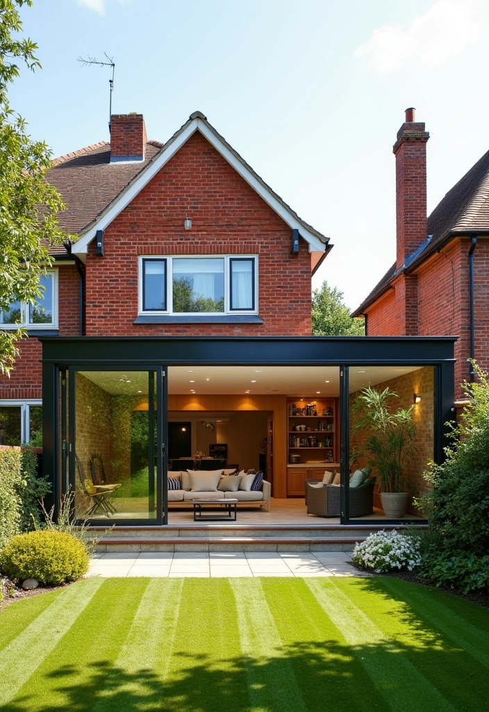 27 Bold and Modern Red Brick House Ideas - 1. Sleek Contemporary Extensions