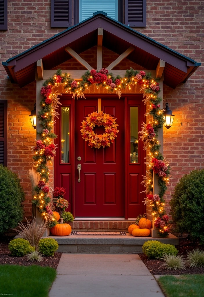 27 Bold and Modern Red Brick House Ideas - 21. Seasonal Decor