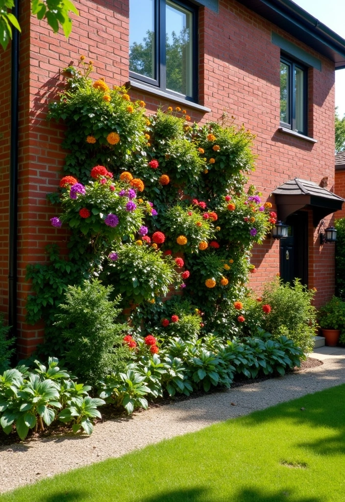 27 Bold and Modern Red Brick House Ideas - 9. Vertical Garden Walls