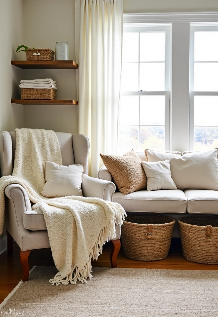 27 Charming Hamptons Style Beach Cottage Ideas - 11. Layering Textures for Comfort
