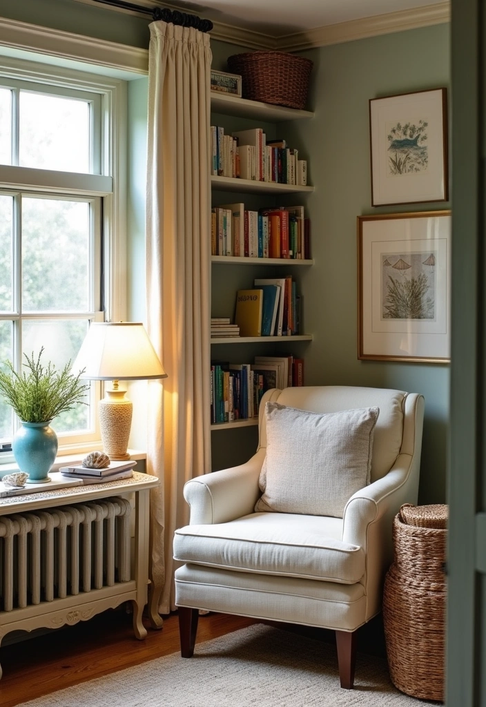 27 Charming Hamptons Style Beach Cottage Ideas - 17. Cozy Reading Nooks