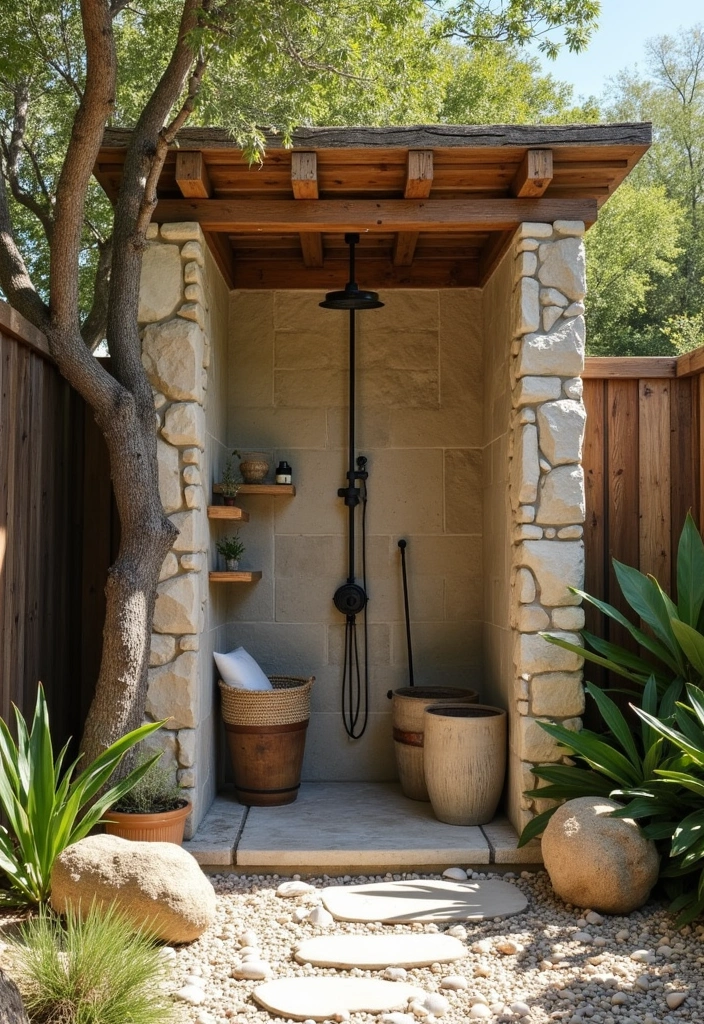 27 Charming Hamptons Style Beach Cottage Ideas - 18. Coastal-Inspired Outdoor Showers