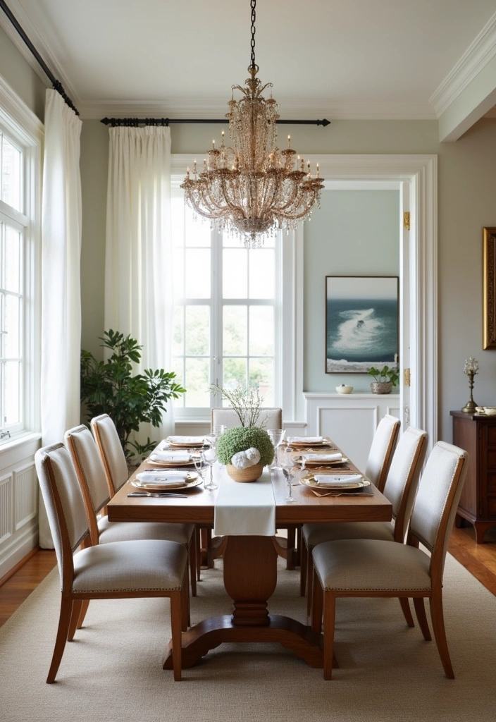27 Charming Hamptons Style Beach Cottage Ideas - 19. Elegant Dining Spaces