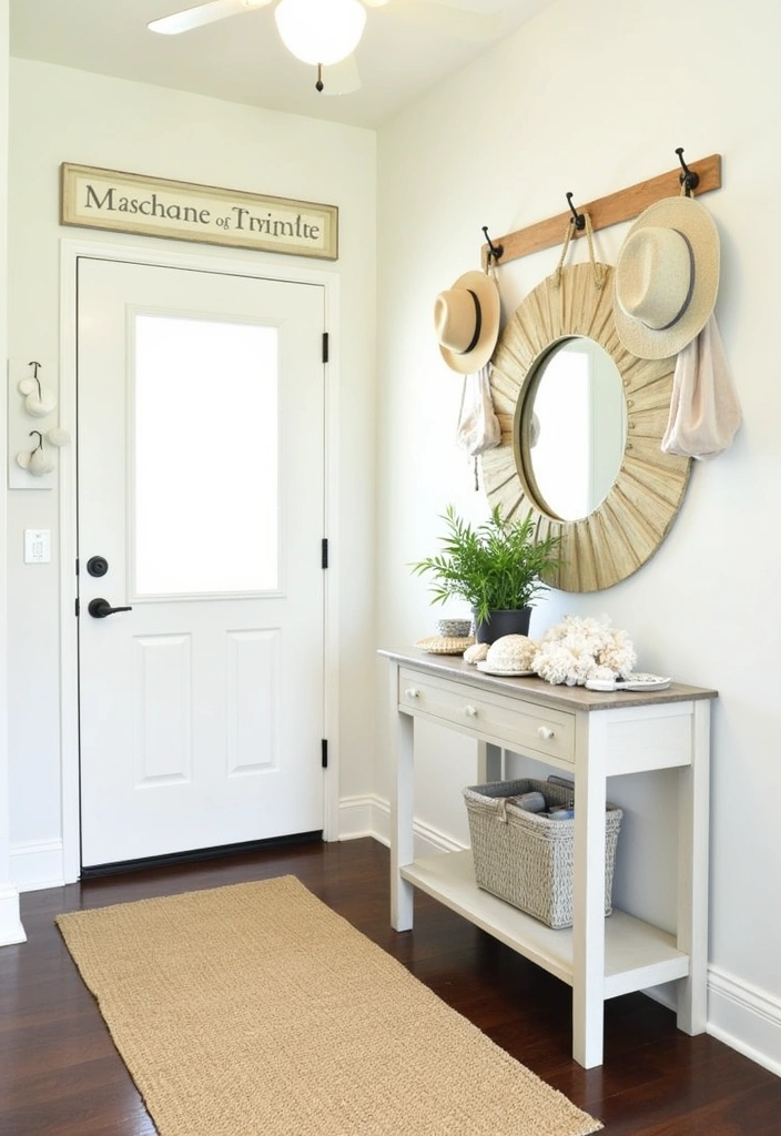 27 Charming Hamptons Style Beach Cottage Ideas - 6. Inviting Entryway