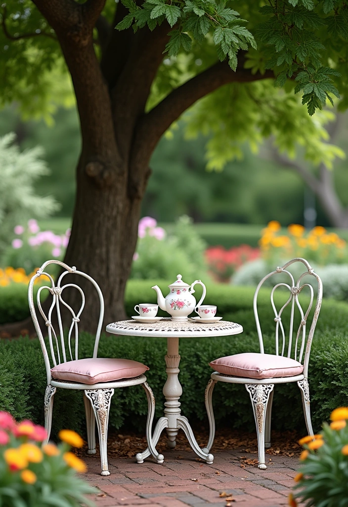 27 Classic English Country Garden Ideas - 3. Vintage Garden Furniture