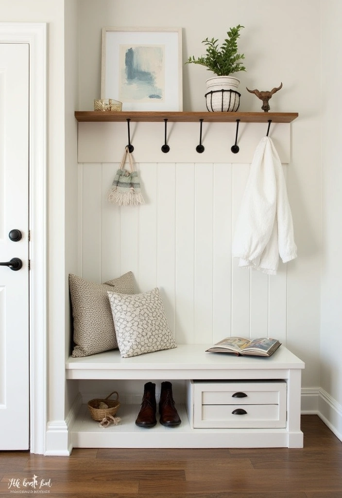 27 Cozy Farmhouse Mudroom Ideas - 12. Multi-Purpose Furniture