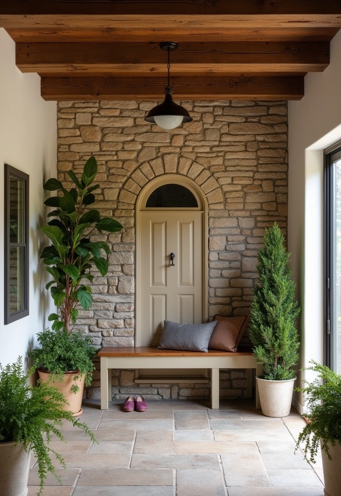 27 Cozy Farmhouse Mudroom Ideas - 13. Natural Elements