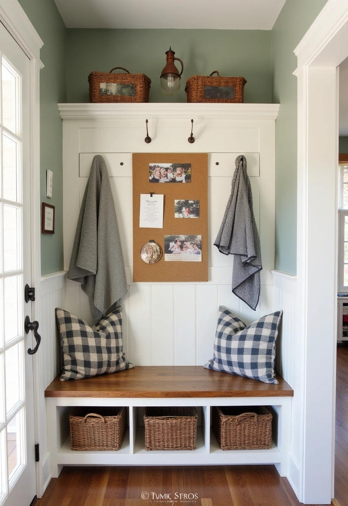 27 Cozy Farmhouse Mudroom Ideas - 14. Personal Touches