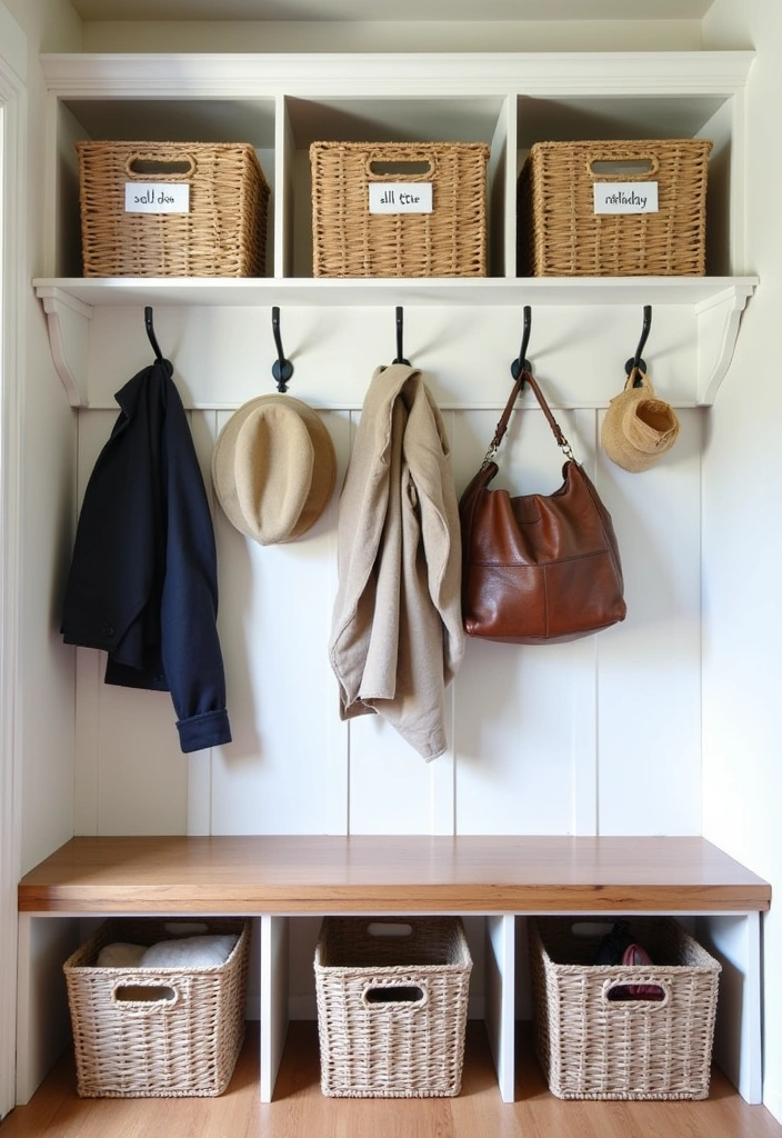 27 Cozy Farmhouse Mudroom Ideas - 15. Smart Organization