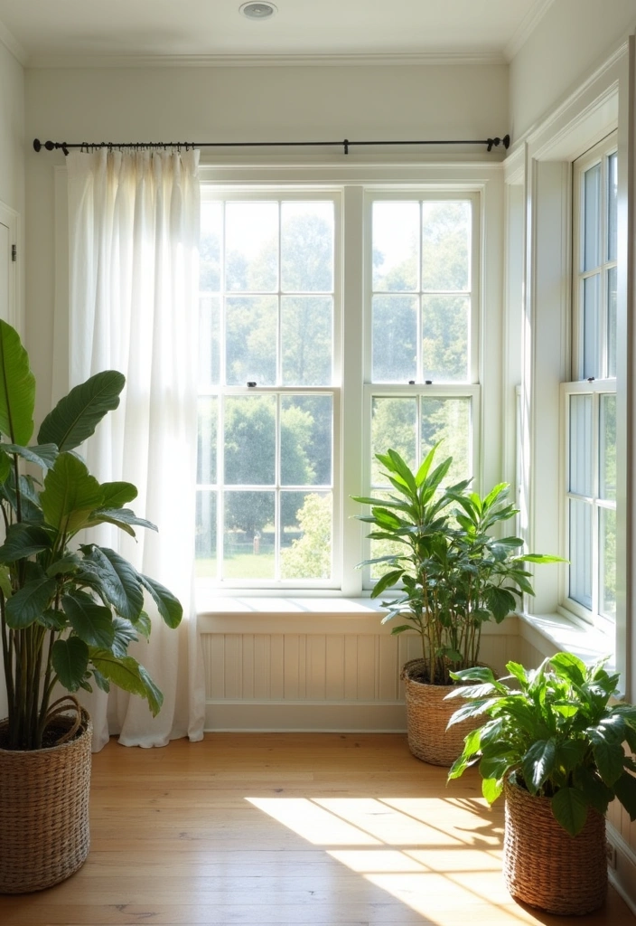 27 Cozy Farmhouse Mudroom Ideas - 4. Bright and Airy Windows