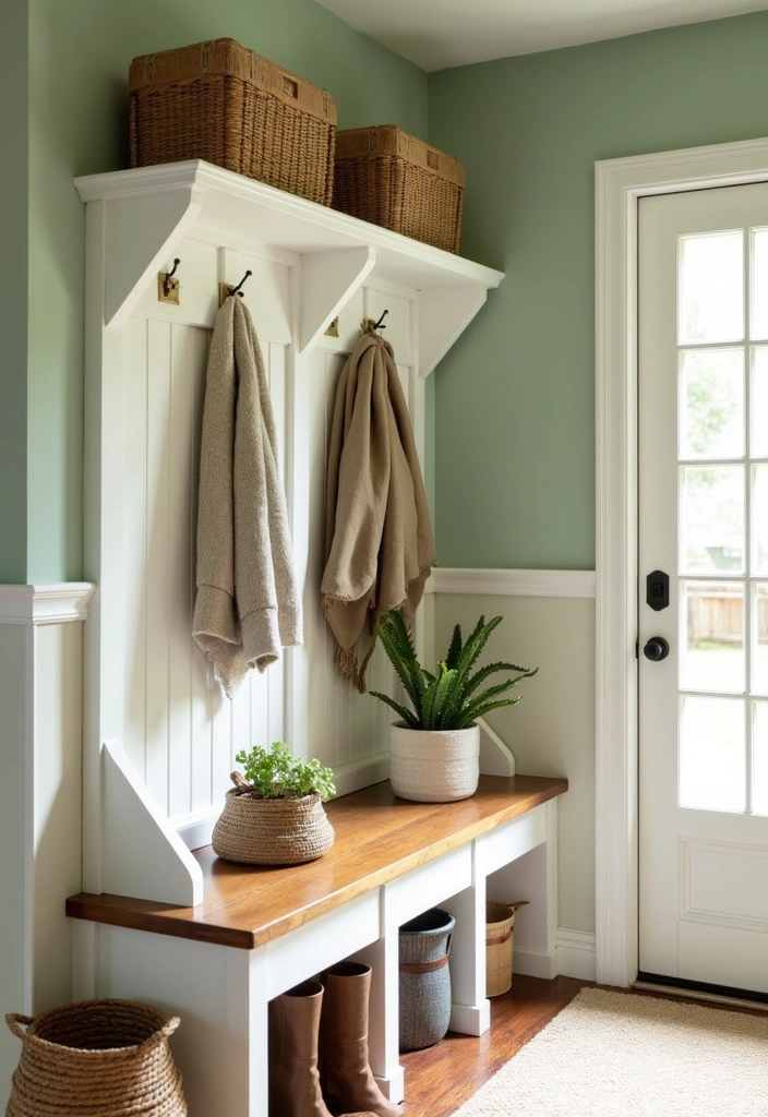 27 Cozy Farmhouse Mudroom Ideas - 6. Earthy Color Palettes