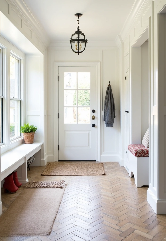 27 Cozy Farmhouse Mudroom Ideas - 7. Functional Flooring