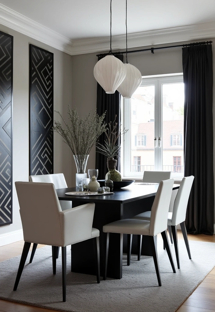 27 Dining Room Inspiration Ideas - 14. Bold Black and White