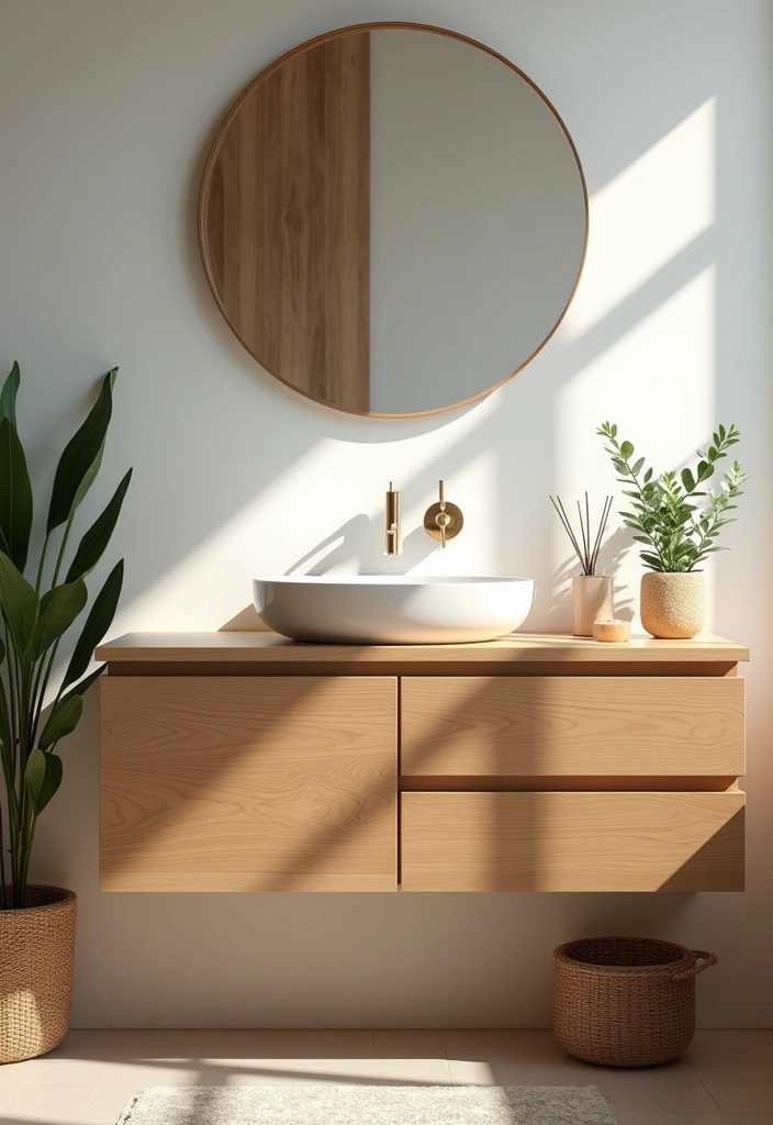 27 Japandi Bathroom Design Ideas: The Perfect Blend of Minimalism and Functionality - 1. Natural Wood Accents