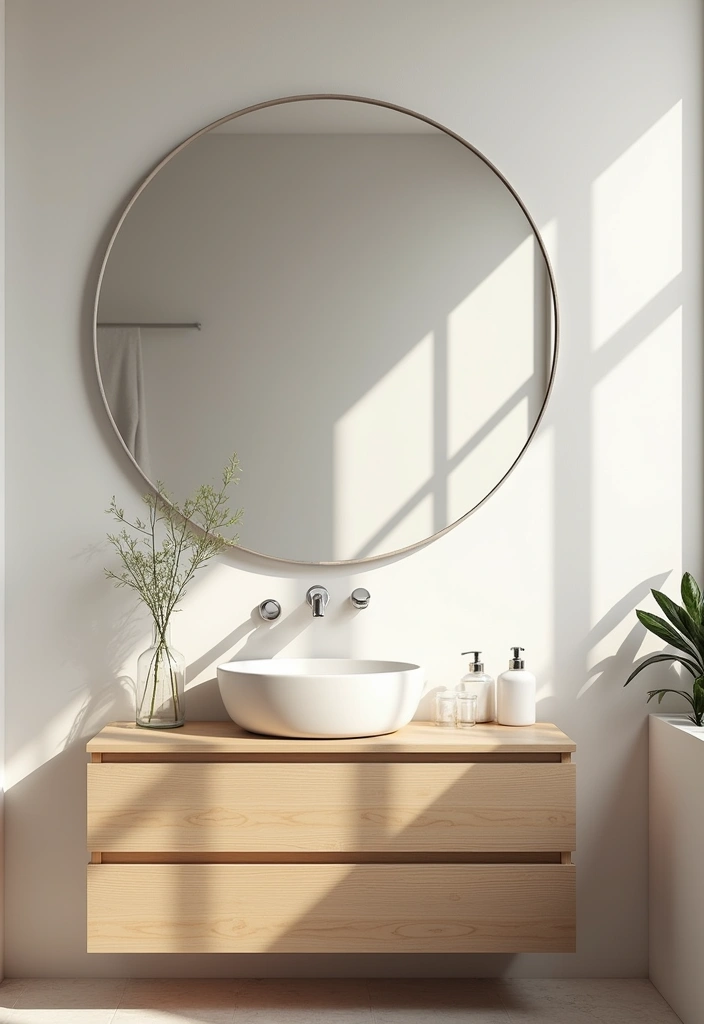 27 Japandi Bathroom Design Ideas: The Perfect Blend of Minimalism and Functionality - 13. Minimalist Mirrors