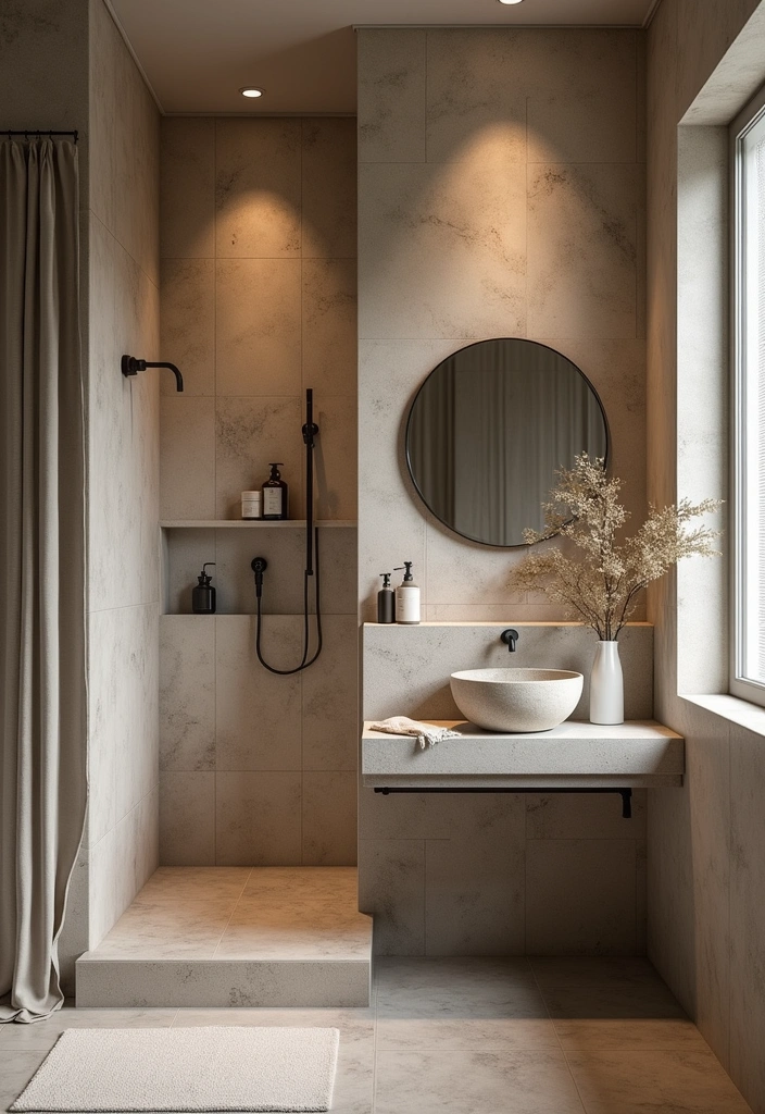 27 Japandi Bathroom Design Ideas: The Perfect Blend of Minimalism and Functionality - 5. Textured Materials