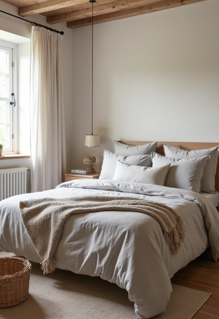27 Rustic Bedroom Ideas: Embrace the Cozy Farmhouse Aesthetic - 4. Soft, Neutral Color Palette