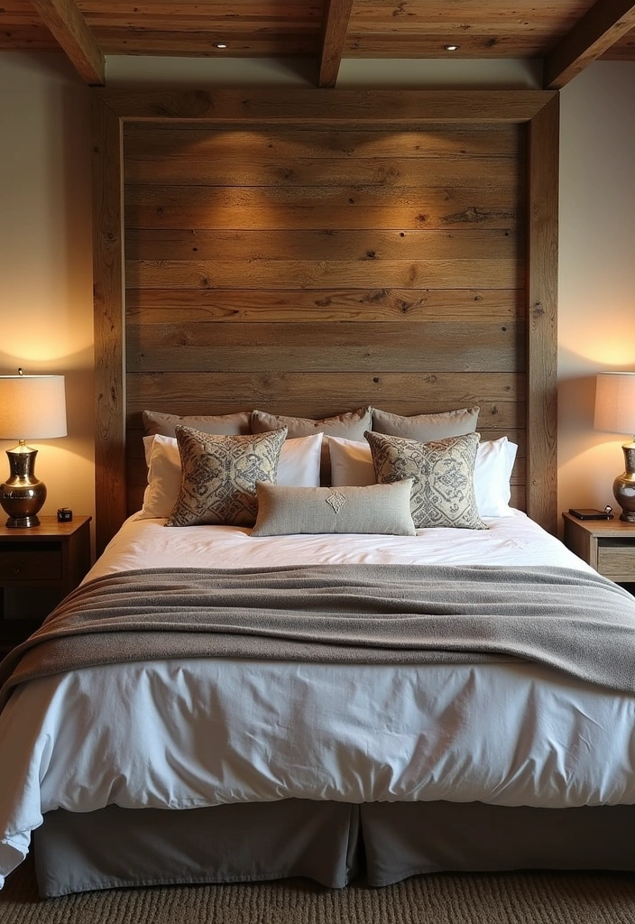 27 Rustic Bedroom Ideas: Embrace the Cozy Farmhouse Aesthetic - 8. Statement Headboards
