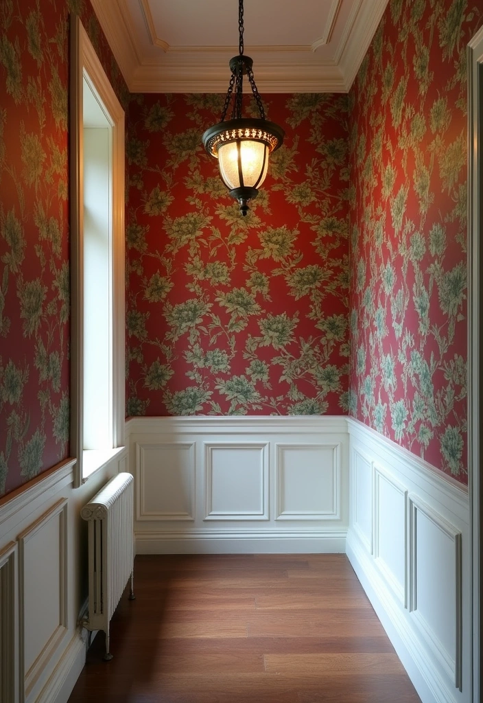 27 Stunning Victorian Hallway Ideas to Elevate Your Home Decor - 10. Vintage Wallpaper