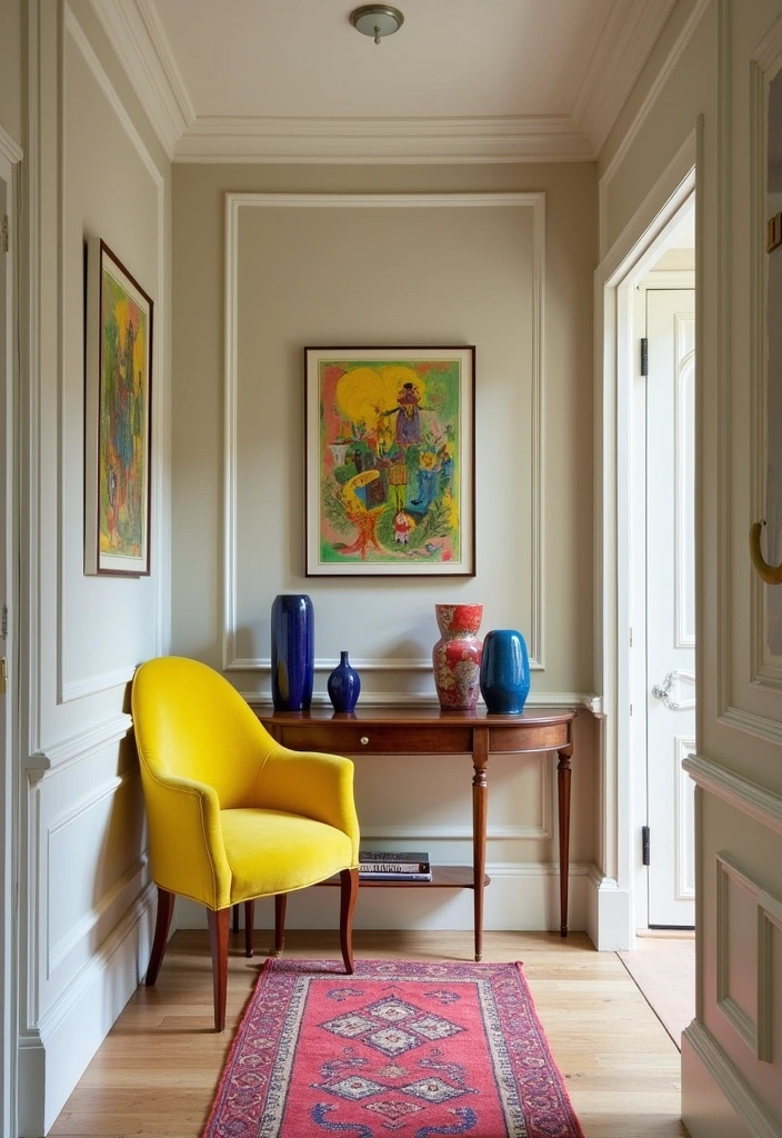 27 Stunning Victorian Hallway Ideas to Elevate Your Home Decor - 16. Bold Color Accents