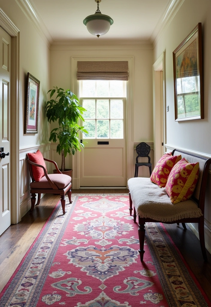 27 Stunning Victorian Hallway Ideas to Elevate Your Home Decor - 19. Layered Textiles